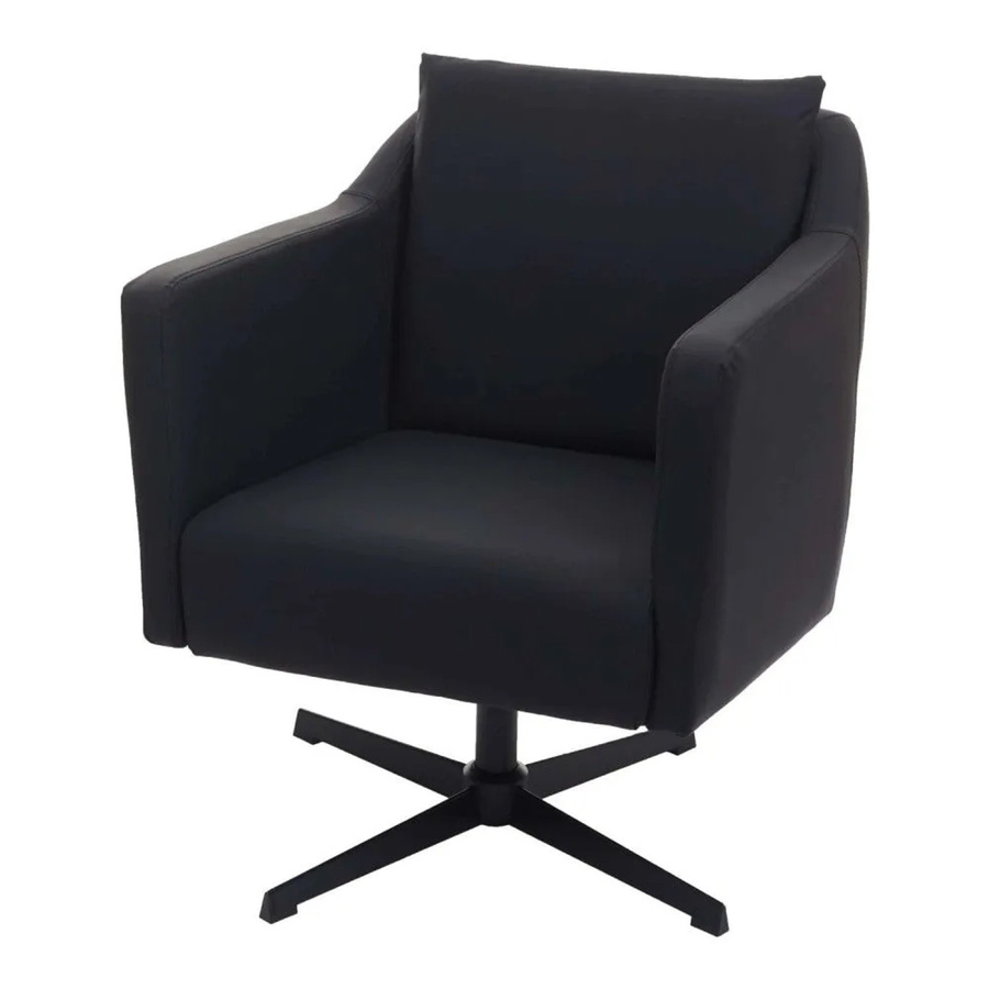 MCW Lounge-Sessel H93b aus Kunstleder in Schwarz, drehbar mit Armlehnen und Fußkreuz - Bild 2