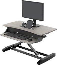 Ergotron WorkFit-Z Mini Sitz-Steh-Schreibtischaufsatz in Schwarz und Grau mit höhenverstellbarer Arbeitsfläche, Tastaturablage und integriertem Kabelmanagement - Bild 1
