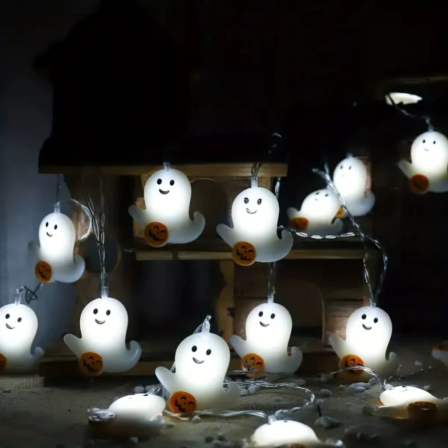 Peach Forest Halloween Mini Ghost LED Lichterkette mit 20 LEDs, weiß, batteriebetrieben - Bild 3