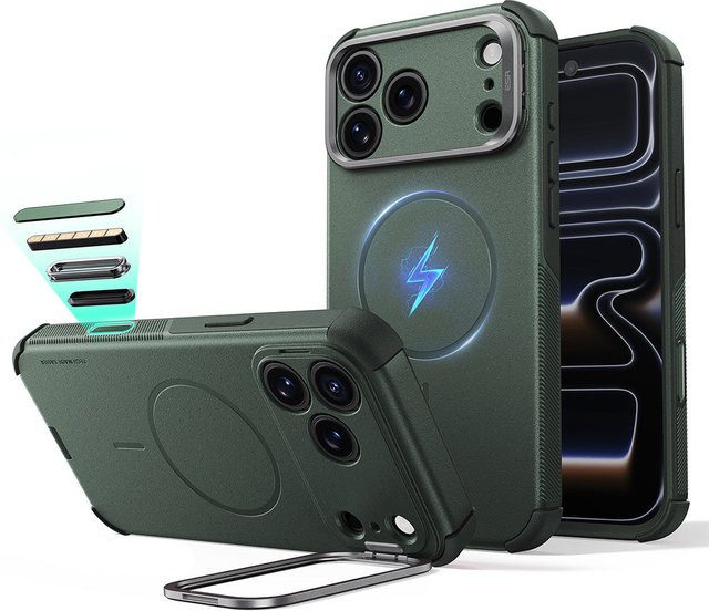 ESR MagSafe Cyber Armor Hülle mit Kickstand für Apple iPhone 18 Pro Max und iPhone 17 Pro Max, Grün - Bild 1