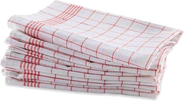 bertsch Hotelwäsche Geschirrtücher aus Halbleinen rot-weiss-kariert, 10er Pack, B: 50 cm, L: 70 cm