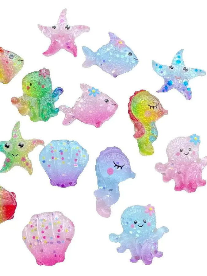 20 Stück TSXJY Kunstharz-Maritime Figuren in Multicolour für DIY-Schmuck, Scrapbooking und Hochzeitsdekoration mit Muscheln, Seesternen, Fischen und Seepferdchen - Bild 3