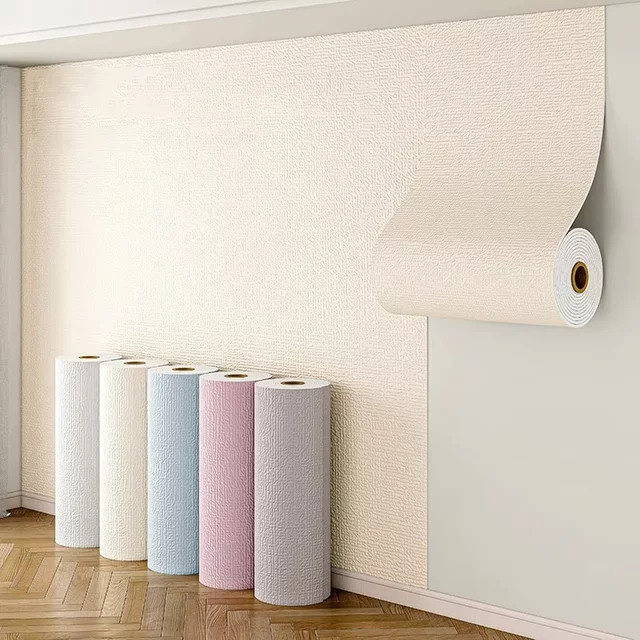 KAMULA Selbstklebende 3D-Schaumstoff-Wandaufkleber in Leinen-Optik, Feuchtigkeitsbeständige PVC Wandtapete, Farbe: Grün - Bild 1