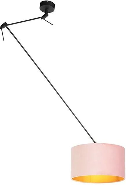 QAZQA Hängelampe mit Veloursschirm in Altrosa und Gold, Durchmesser: 35 cm - Bild 1