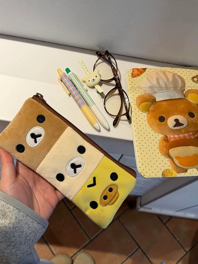 Rilakkuma Federmäppchen für Kinder und Mädchen, Nettes Cartoon Bär Stiftebeutel aus Textil, Mehrfarbig - Bild 6
