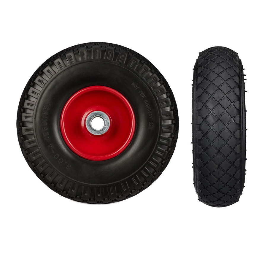 Relaxdays 2er Sackkarrenrad Set aus Stahl und PU-Gummi in Schwarz und Rot, Durchmesser: 26 cm, Breite: 8,5 cm - Bild 2
