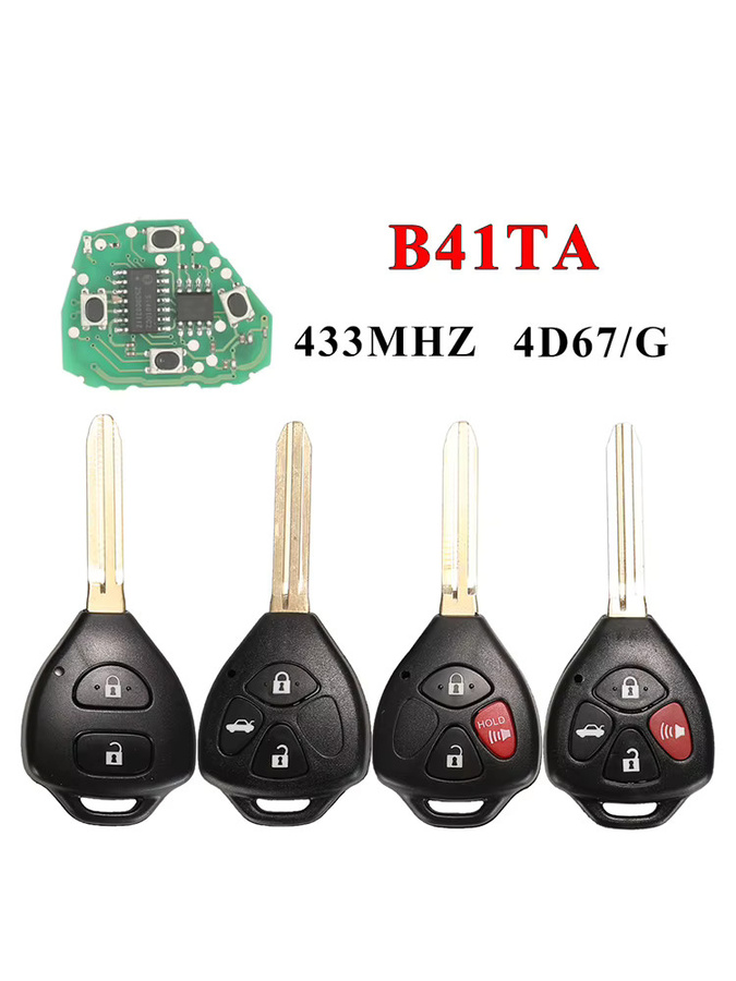 Jingyuqin B41TA Fernbedienung Auto Schlüssel für Toyota Forruner Hilux Innova Corolla RAV4 Yaris, 4 Tasten, 433MHz, 4D67 G Chip, Schwarz, 89070-52E61 - Bild 3