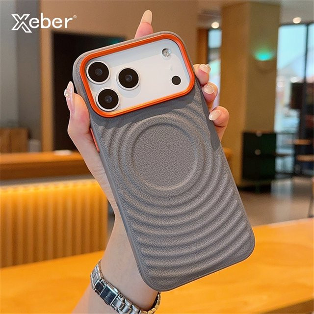 Xeber Magnetische Stoßfeste Schutzhülle mit Wellenmuster für iPhone 17 Air, 16, 15 Pro Max Plus und 16E, Farbe: Schwarz, MagSafe kompatibel - Bild 1