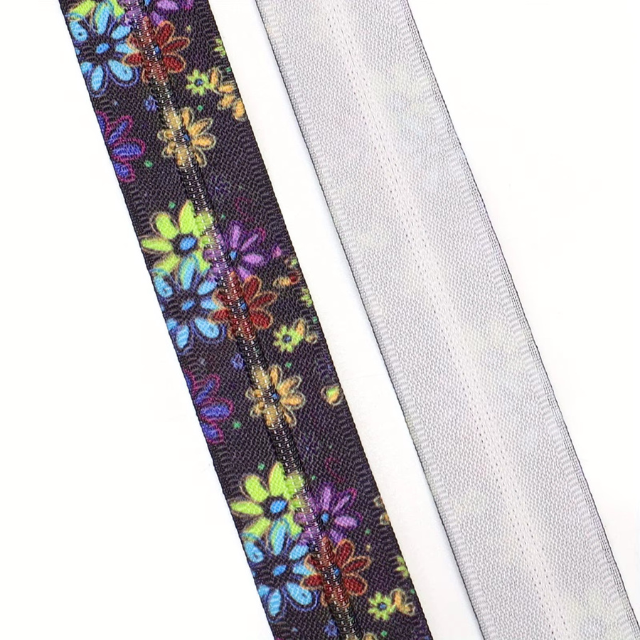 Changsons Reißverschlussset mit 4,5 Meter Reißverschluss, 10 Reißverschlussköpfen und farbigen Blumenelementen in Silber und Multicolour - Bild 6