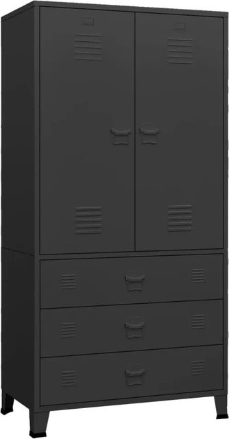 vidaXL Industrial Kleiderschrank aus Metall in Schwarz Matt, B/T/H: 90 x 50 x 180 cm - Bild 1