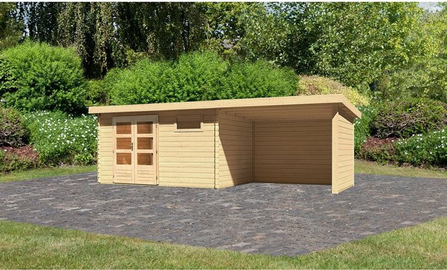 Karibu Holz-Gartenhaus Ängelholm in Natur mit Pultdach und modernem Design, B: 370 cm, T: 280 cm - Bild 1