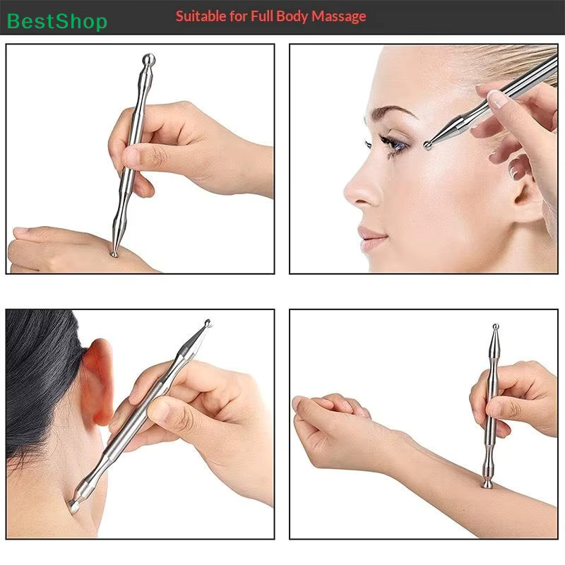 HNKMP Doppelendiger Akupressurstift aus Edelstahl, Augenmassage - Bild 3