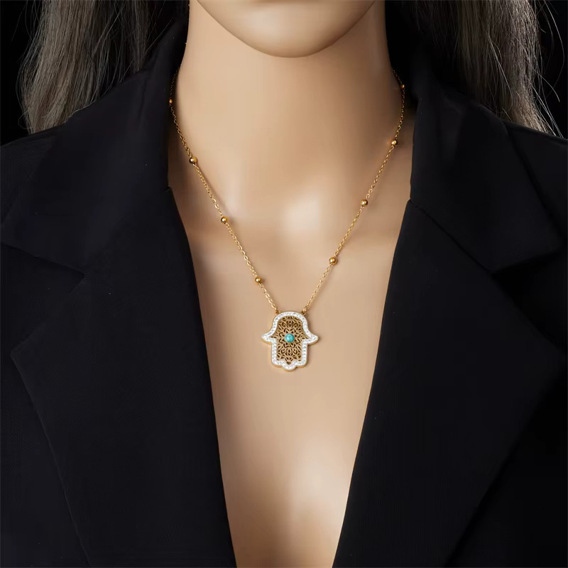 DIEYURO Schmuck-Set, Edelstahl, Gold, Türkis, Damen - Bild 3