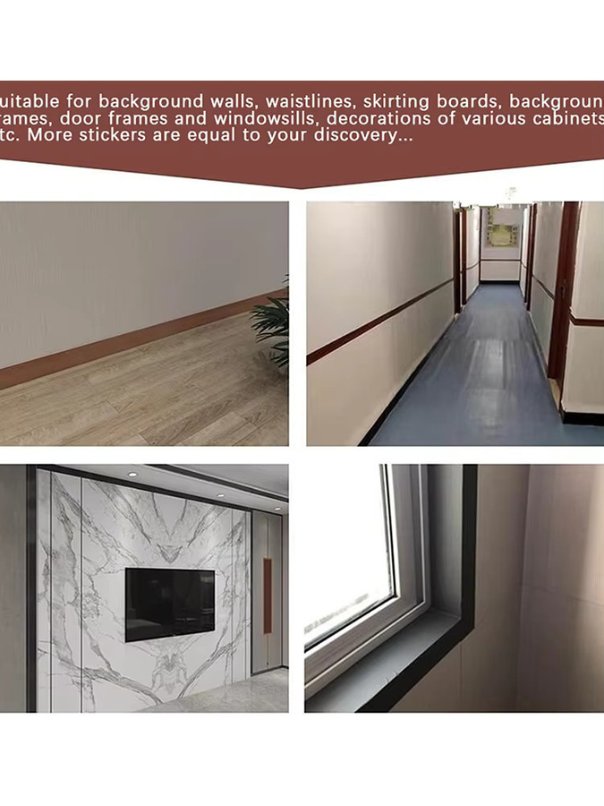 JETTING Selbstklebende PVC-Fußleiste in Holzoptik, wasserfeste Wandrand-Tapete für das Wohnzimmer, Farbe: Weiß - Bild 5