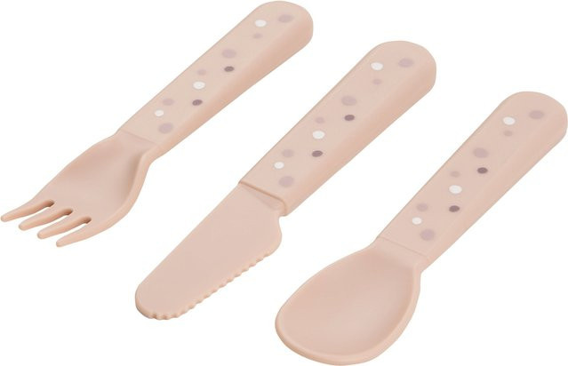 Done By Deer Besteck-Set Foodie für Babys, 3-teilig, Pink und Beige, Kunststoff, matt - Bild 1