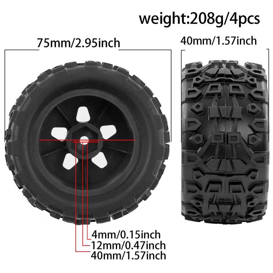 ARRMA 1/18 2S TYPHON GROM ARA2106 Maßstabreifen, Schwarz, Gummi - Bild 2