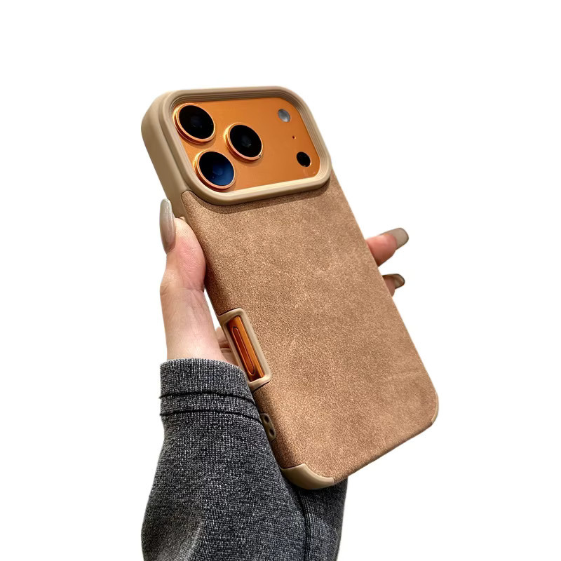 Luxuriöse Samtstoffhülle für Apple iPhone in Beige mit weicher TPU-Rückseite und stoßfestem Schutz - Bild 6