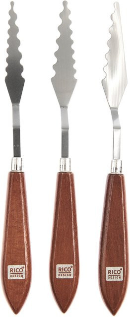 Rico Design Spachtel spitz 3er Set in Schwarz und Braun mit Holzoptik - Bild 1