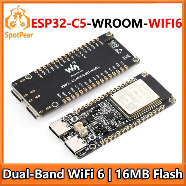 Waveshare ESP32-C5-WROOM-1 N16R8/N32R8 Entwicklungsboard mit Dual-Band Wi-Fi 6 und 240MHz RISC-V MCU in Schwarz - Bild 1