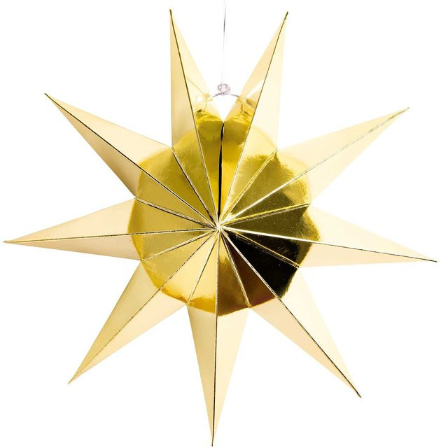 Rico Design Papierstern Gold Glänzend zum Auffalten für Weihnachten, Durchmesser: 28 cm - Bild 1