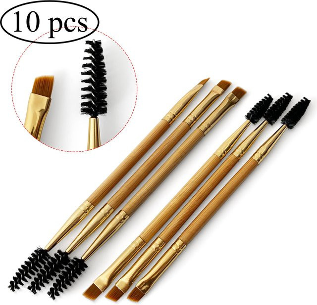 ZANSE Augenbrauen- und Wimpernpinsel, 10 Stück, Synthetikhaar, Holzgriff - Bild 1