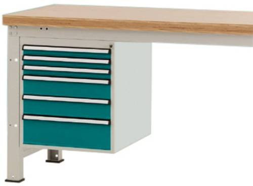 Manuflex Gehäuse-Unterbau PROFI mit 6 Schubfächern, Farbe: wasserblau, Nutzhöhe: 500 mm, für Werkbanktiefe: 700 mm - Bild 1