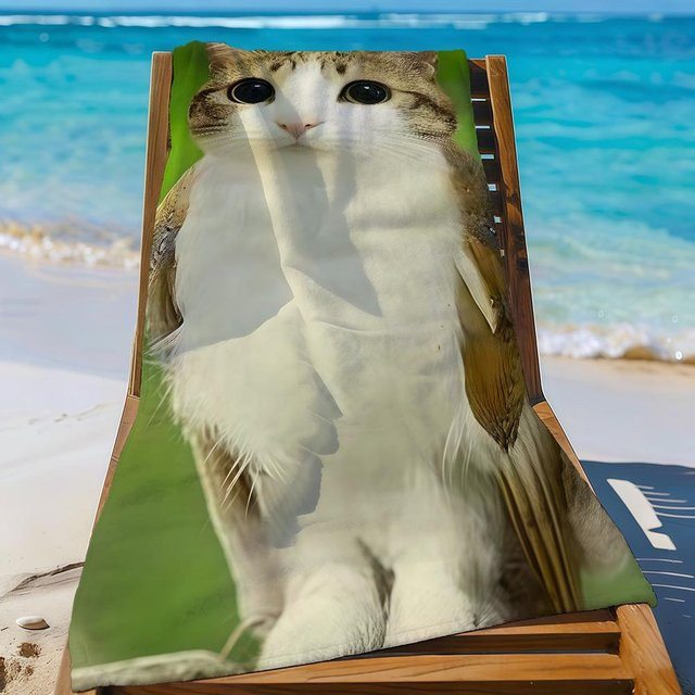 Meowl Schnelltrocknendes Strandhandtuch Eule Design, Sanddicht und Leicht, B/H: 40 x 70 cm, Mehrfarbig - Bild 1