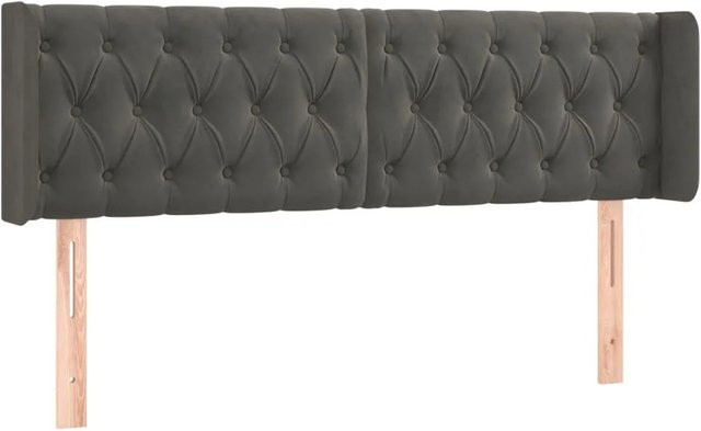 vidaXL LED Kopfteil aus Samt in Dunkelgrau mit USB-Ladeport und integrierter Beleuchtung, B/T/H: 163 x 16 x 78-88 cm - Bild 1