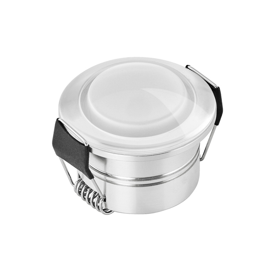 StarLED Jupiter Mini-Einbaustrahler DC 24V aus Aluminium mit leuchtendem Knopf, 3,3W, dimmbar, IP44, Silber/Weiß, kompatibel mit KNX, DALI und ZigBee für Smart Home, Badezimmer und Außenbereiche - Bild 1