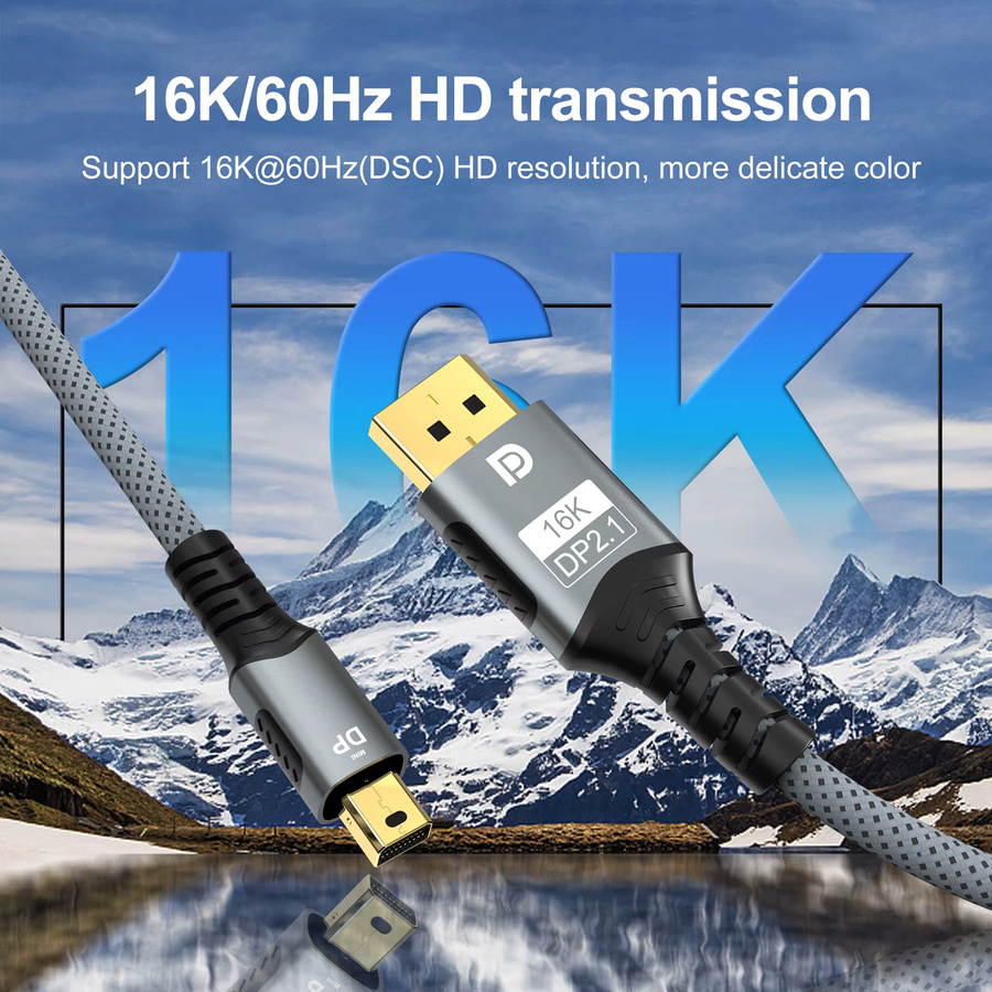 FDBOY Mini DisplayPort auf DisplayPort Kabel, bidirektionaler DP 2.1 Adapter für Gaming-Monitor und PC, Schwarz - Bild 3