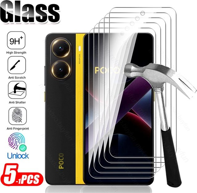 5er-Pack Xiaomi Poco X7 Pro 5G Schutzglas aus gehärtetem Glas, transparent, HD Display Schutzfolie - Bild 1
