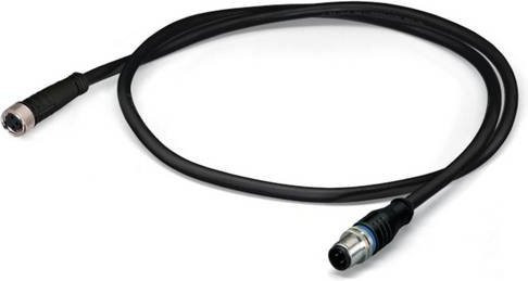 WAGO 756-5507/040-020 Sensor-Aktor-Steckverbinder, konfektioniert, M8 Stecker gerade zu Buchse gerade, Polzahl Sensoren, Schwarz, Länge: 2,00 m - Bild 1