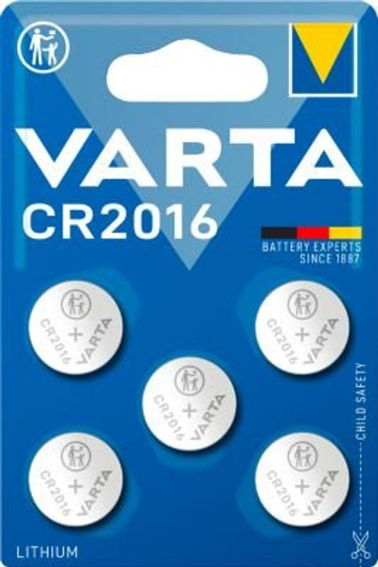 Varta Knopfzelle CR 2016 Lithium Batterie 3V 87 mAh 5 Stück Silber - Bild 3