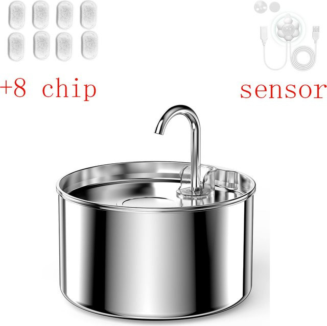 ZYfeeder Automatischer Katzenwasserspender aus Edelstahl in Silber, ultra-leiser Haustierwasserspender zur einfachen Reinigung - Bild 1