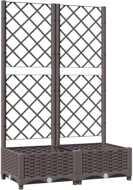 vidaXL Pflanzkübel mit Rankgitter aus Polypropylen in Braun, B/T/H: 80 x 40 x 121,5 cm - Bild 1