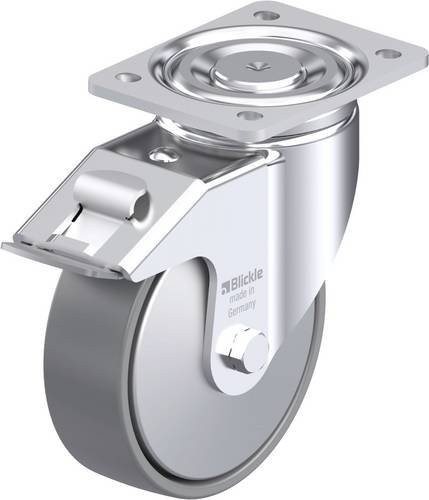 Blickle Stahlblech-Lenkrolle LH-PO 160K-FI-ELS-FA in Silber, Rad-Durchmesser: 160 mm, Tragfähigkeit: 450 kg - Bild 1