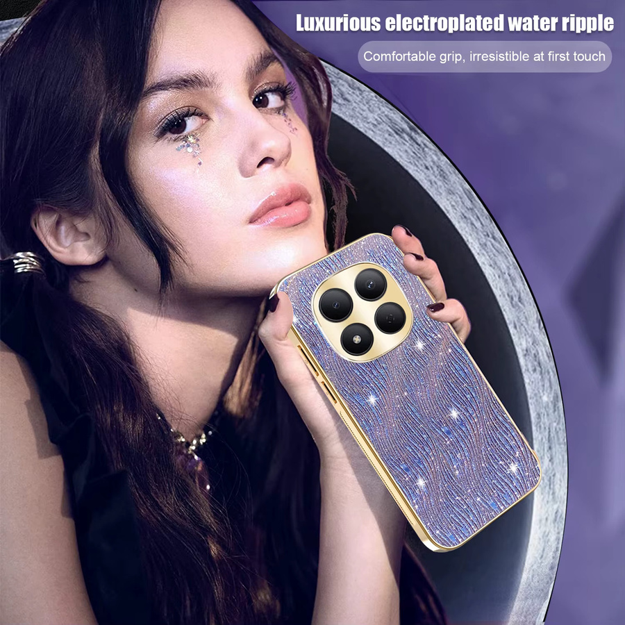 Xiaomi Redmi Note 15 Pro Plus Schutzhülle mit luxuriösem Wasserwellen-Design in Lila für 4G und 5G Modelle - Bild 2