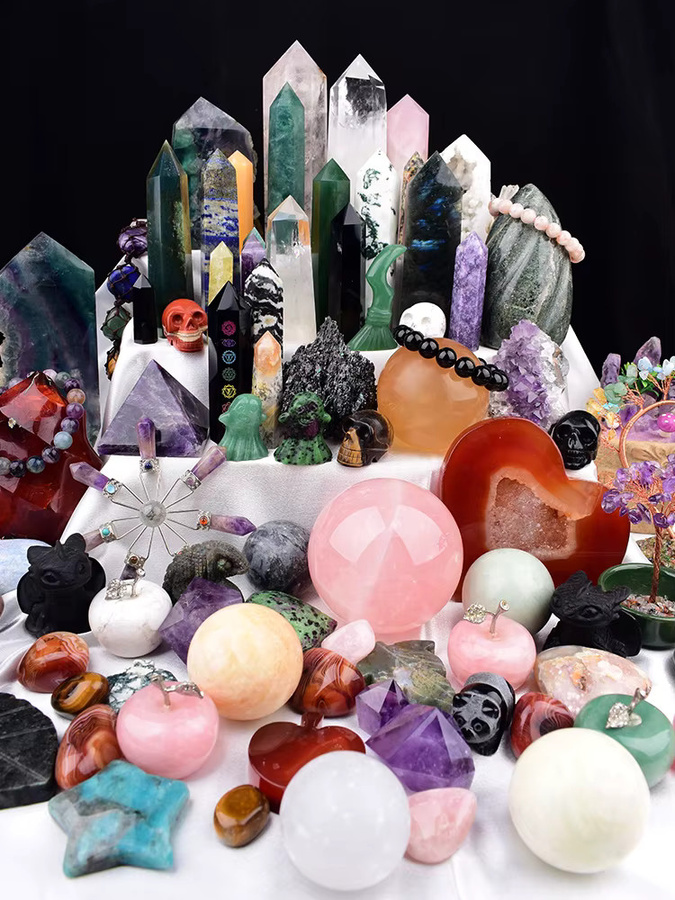 RYCRYSTAL Natürlicher Kristallturm aus Rohstein in Multicolour als Dekoration für deinen Tisch - Bild 6