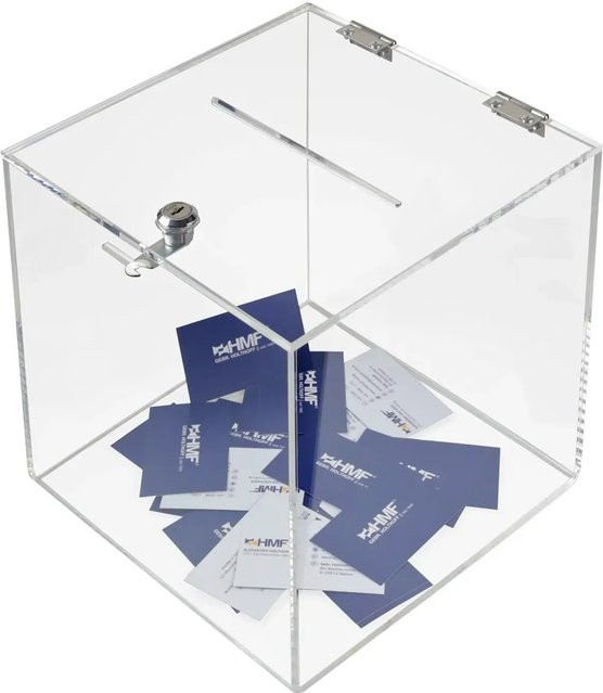 HMF Spendenbox aus Acryl mit Schloss, DIN A5, Transparent, B/T/H: 25 x 25 x 25 cm - Bild 1