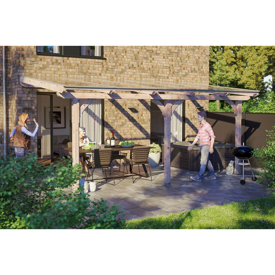 Skan Holz Terrassenüberdachung Rimini in Braun mit Polycarbonat-Dach, B/T: 541 x 300 cm - Bild 2