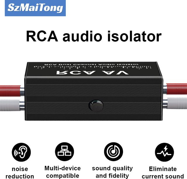 TITAK Audio Noise Filter Ground Loop Isolator RCA für Auto und Home Stereo System in Schwarz - Bild 1
