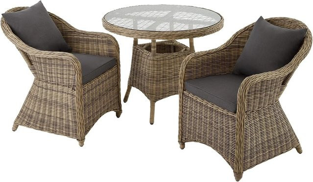 tectake Aluminium Rattan Sitzgruppe in Braun und Beige, wetterfest und UV-beständig, H x B x T: 84 x 71 x 60 cm - Bild 2