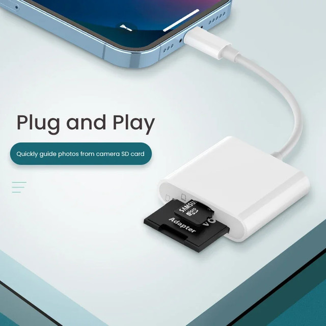 2-in-1 Typ-C zu SD/TF-Karten OTG-Adapter in Weiß für iPhone 16 15 Pro Max, iPad Mini 6 und Samsung Geräte - Bild 1