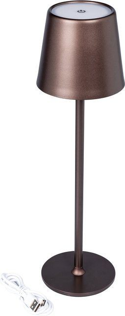 Dimmbare LED-Tischlampe genialo in Braun mit Touch-Funktion und USB-Anschluss im minimalistischen Metalldesign - Bild 1