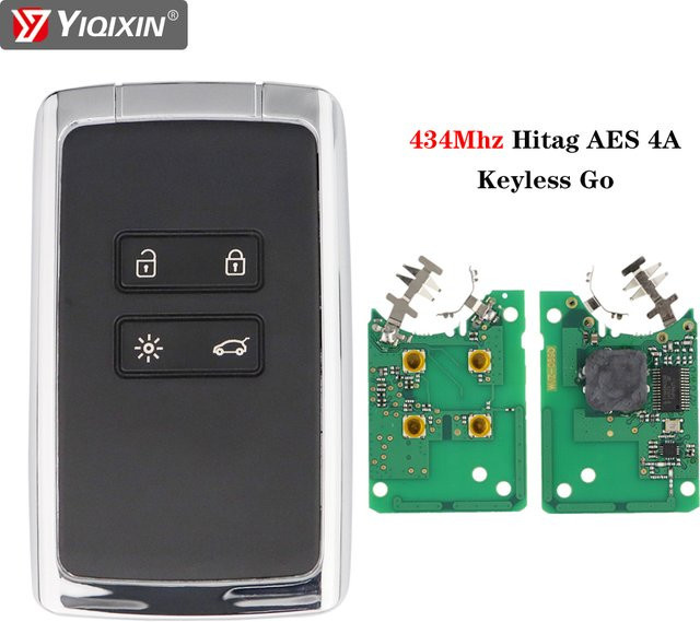 Yiqixin Smart Remote Autoschlüssel für Renault Megane 4 Talisman Espace 5 Kadjar mit 4A Chip 433MHz in Schwarz - Bild 1