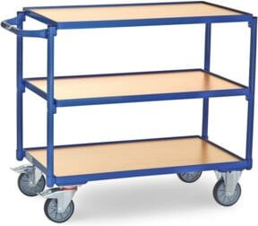 Fetra Tischwagen 2950 mit 3 Etagen in Blau und Buche, Tragkraft 300 kg, B: 50 cm, T: 85 cm, H: 36 cm - Bild 1