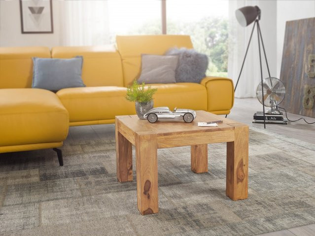 Wohnling Couchtisch aus Akazie Massivholz in Natur Braun B/T/H: 60 x 60 x 40 cm - Bild 1