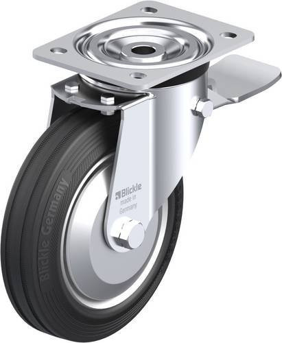 Blickle Lenkrolle L-V 182R-ST-FA mit Feststeller, Rad-Durchmesser: 180 mm, Tragfähigkeit: 170 kg, Farbe: Silber/Schwarz - Bild 1