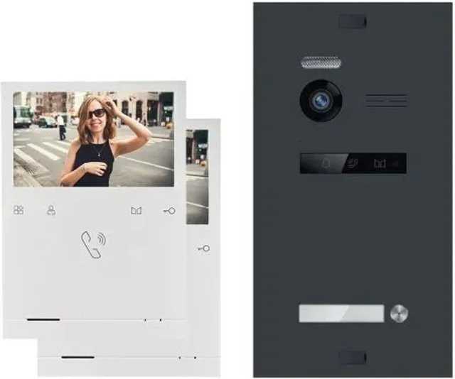 Balter Evo Quick Video Türsprechanlage für 1 Familienhaus mit 2x 4,3 Zoll Monitor 2-Draht Bus in Anthrazitgrau - Bild 1