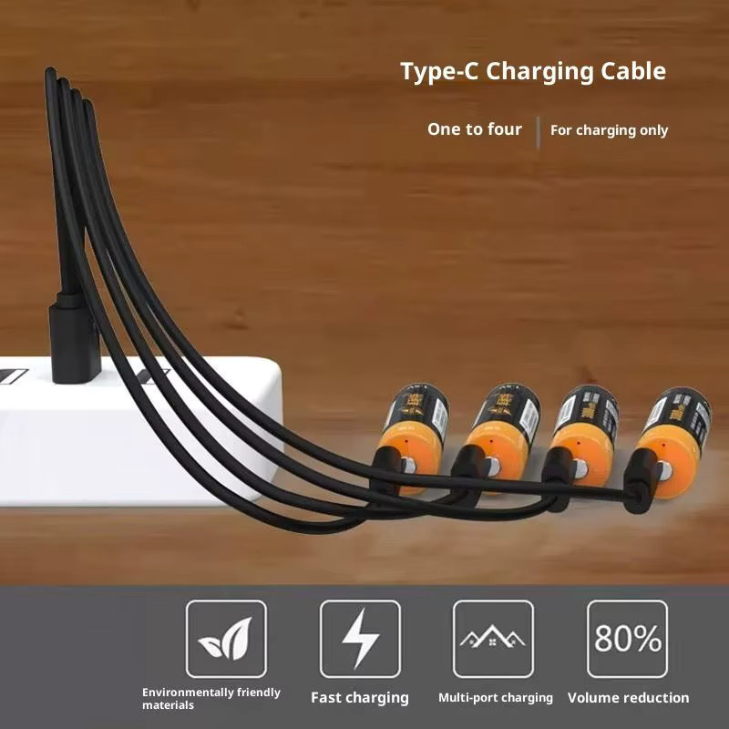 4-in-1 Multi USB-C Splitter Ladekabel für Huawei Tablet, Laptop und PC, schnelles Datenkabel in Schwarz - Bild 2